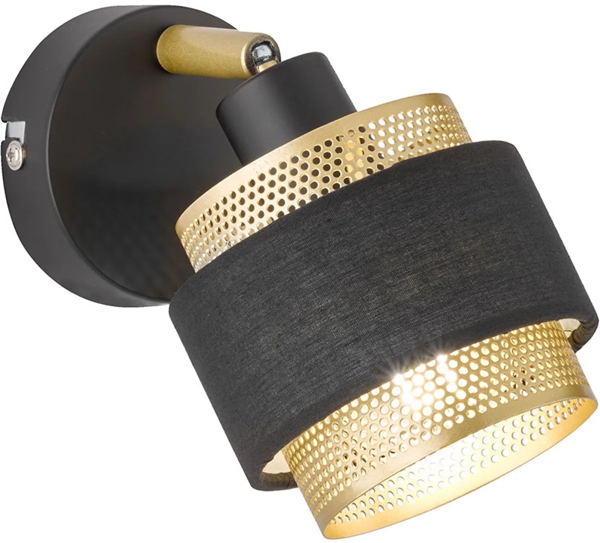 Wandlamp slaapkamerlamp keukenlamp, wandlamp met zwenkbare spot, modern, staal textiel, goud, 1x E14 fitting, LxBxH 10x18,5x13 cm Wofi 11646 de Wofi en Noir – photo produit