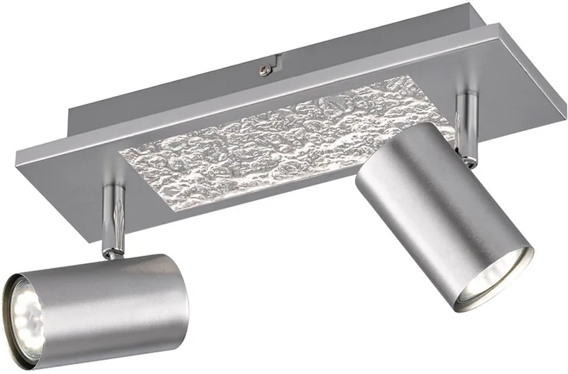 Zwenkbare plafondlamp Spots 2-lichts, metaal chroom, 1x LED 4,5W 190Lm warm wit 2x GU10, LxBxH 33,5x9x17 cm, WOFI 11590 de Wofi en Argent – photo produit