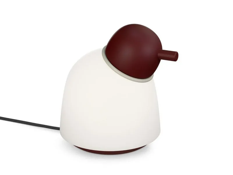 Lampe de table Bird 21,5 cm Rouge foncé-sable-verre opale de Belid – photo produit