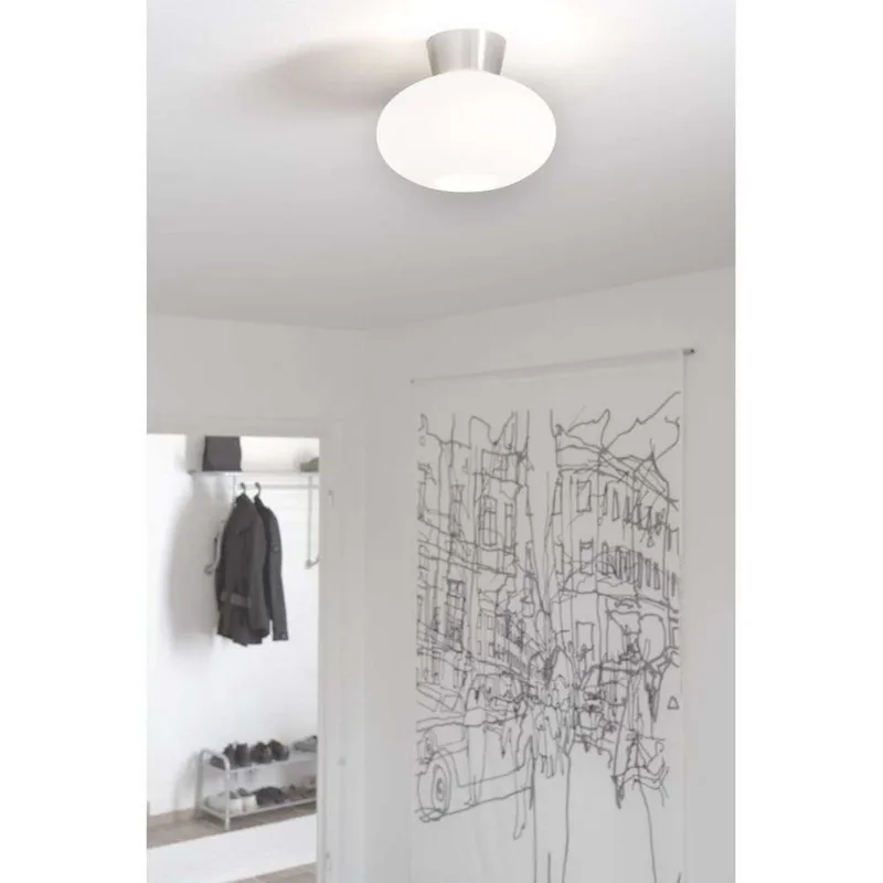 Plafonnier Verre opale Bullo Ø27 cm Aluminium de Belid – photo produit