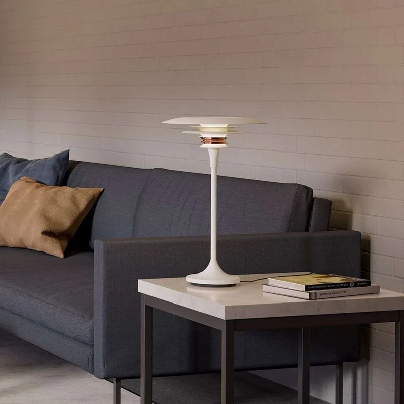 Diablo Tafellamp Ø30 Matt White/Rosé Silver de Belid – photo produit
