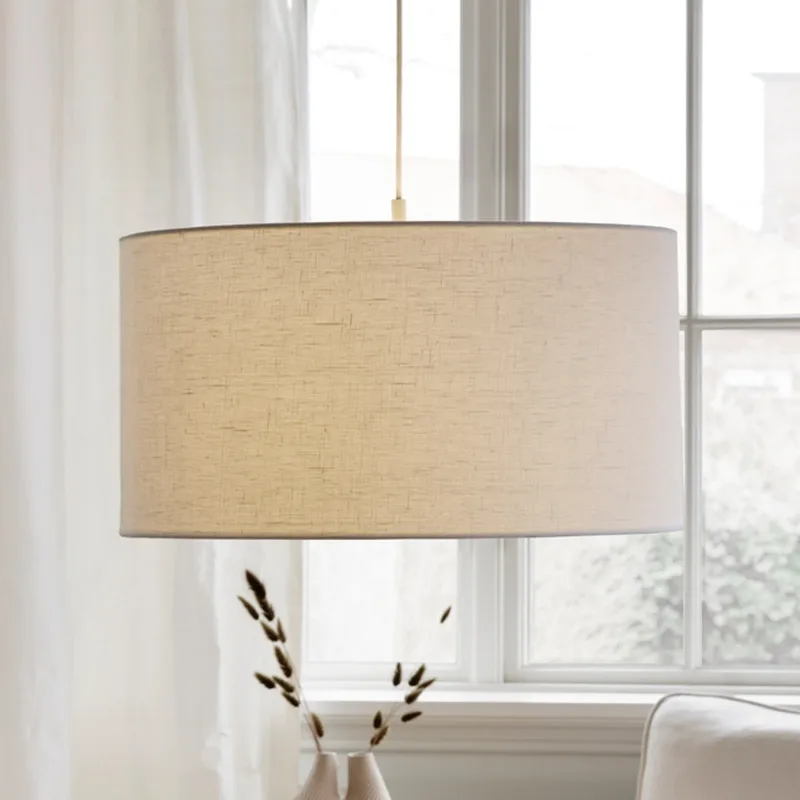 Soft hanglamp, Ø 60 cm, wit/zandkleurig, linnen, 3-lamps de Belid – photo produit