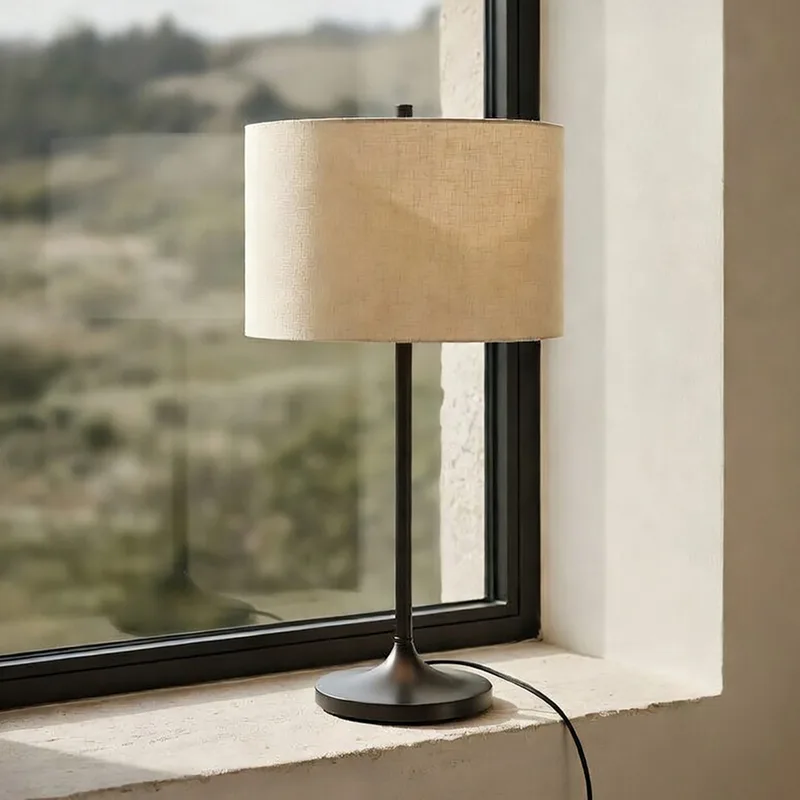 Soft tafellamp, naturel/brons, hoogte 64 cm, linnen de Belid – photo produit
