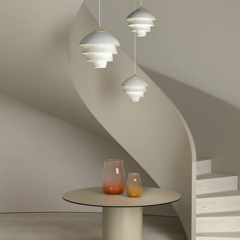 Valencia hanglamp, Ø 32 cm, wit/messing, E27 van Belid – productfoto
