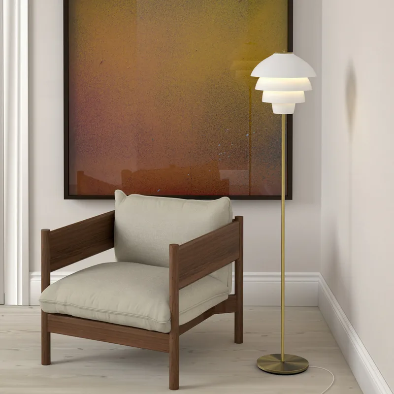 Lampadaire Valencia 150 cm Blanc mat-laiton de Belid – photo produit