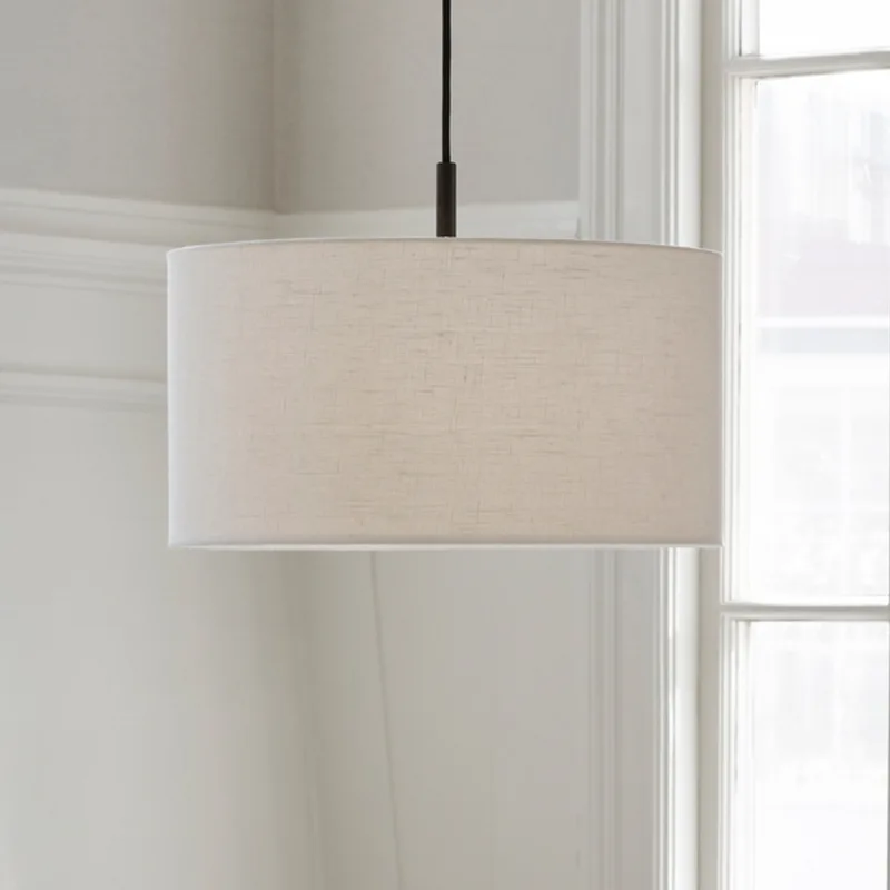Zachte hanglamp, Ø 44 cm, wit/brons, linnen de Belid – photo produit