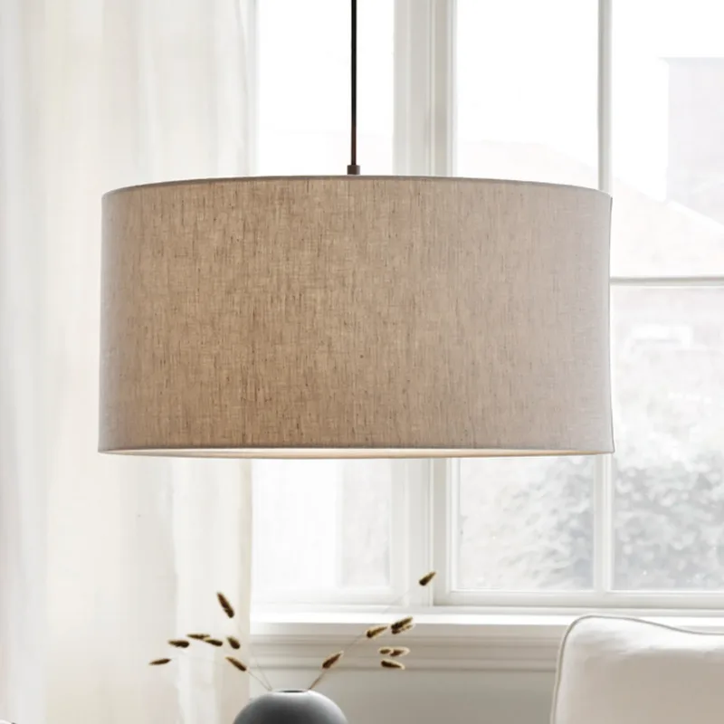 Pendelleuchte Soft Ø60 Leinen natur/Metallic-Bronze von Belid – Produktfoto