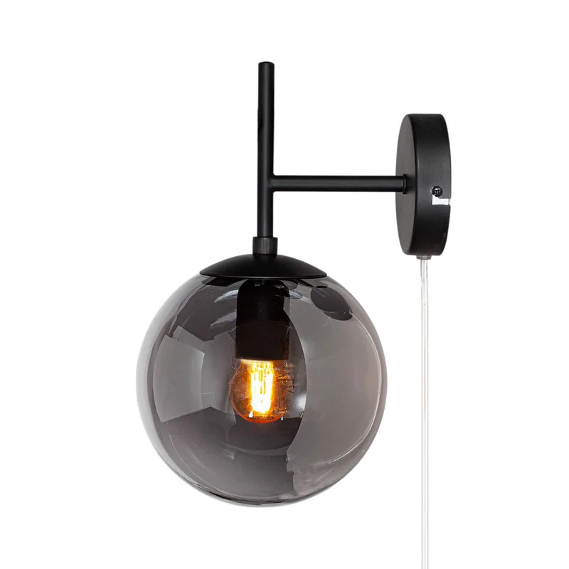 vägglampa Boyle med kabel, 32 cm von By Rydéns in Schwarz, Rookgrijs – Produktfoto