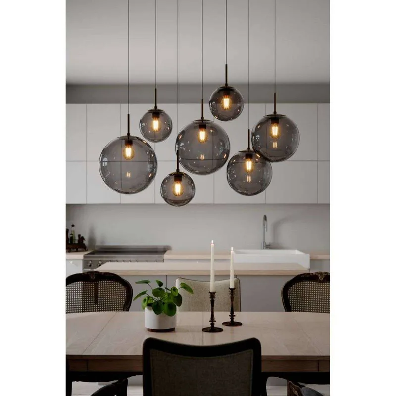 By Rydens hanglamp Laura, lengte 86 cm, 7-lamps, rookgrijs från By Rydéns i Svart, Rookgrijs – produktbild 3 av 4