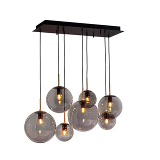 By Rydens hanglamp Laura, lengte 86 cm, 7-lamps, rookgrijs från By Rydéns i Svart, Rookgrijs – produktbild 1 av 4