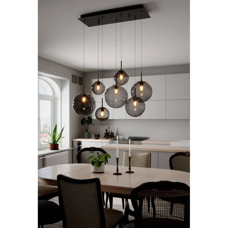 By Rydens hanglamp Laura, lengte 86 cm, 7-lamps, rookgrijs från By Rydéns i Svart, Rookgrijs – produktbild 4 av 4
