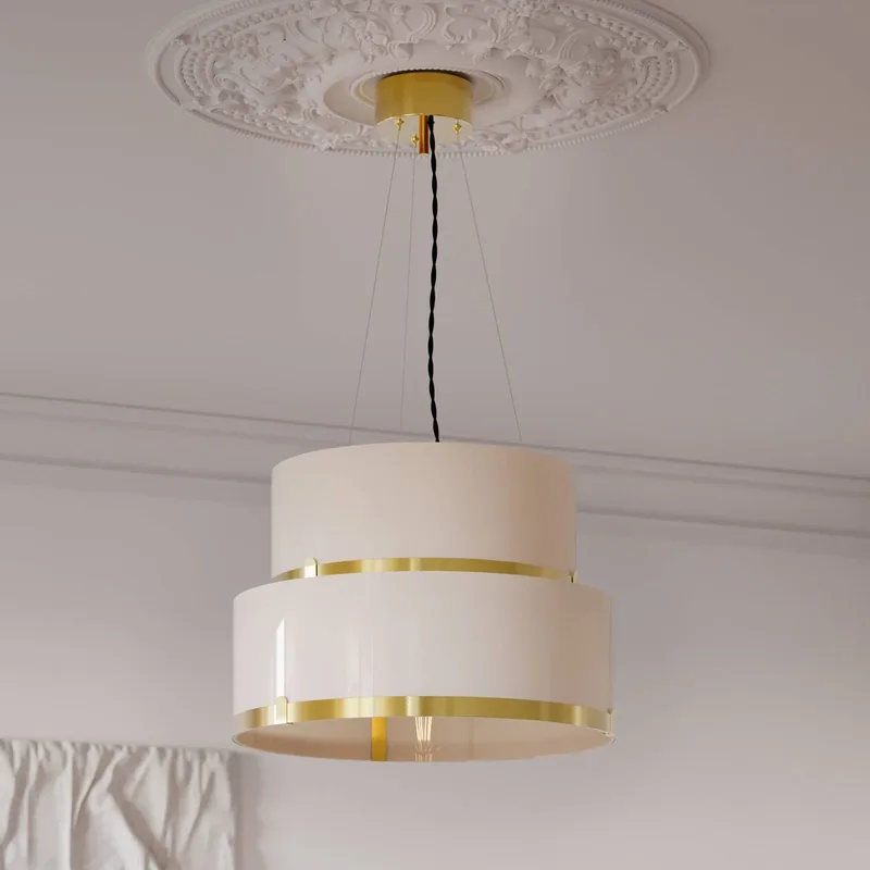 By Rydens hanglamp Marcel, messing/wit, Ø 50 cm van By Rydéns in Messing, Wit – productfoto 1 van 3