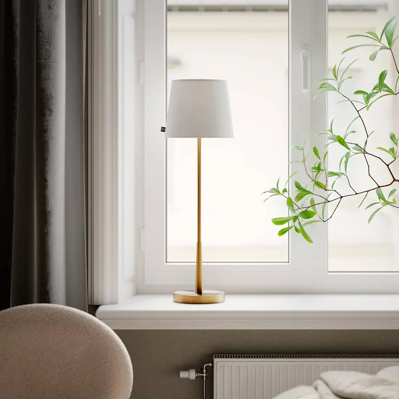 By Rydens tafellamp Lumi, 69 cm, goud/wit, textiel van By Rydéns in Goud, Wit – productfoto 1 van 2