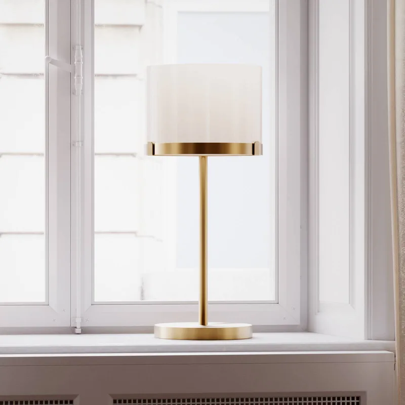 By Rydens tafellamp Marcel, messing/wit, hoogte 55 cm by By Rydéns in Brass, White – product photo 1 of 3