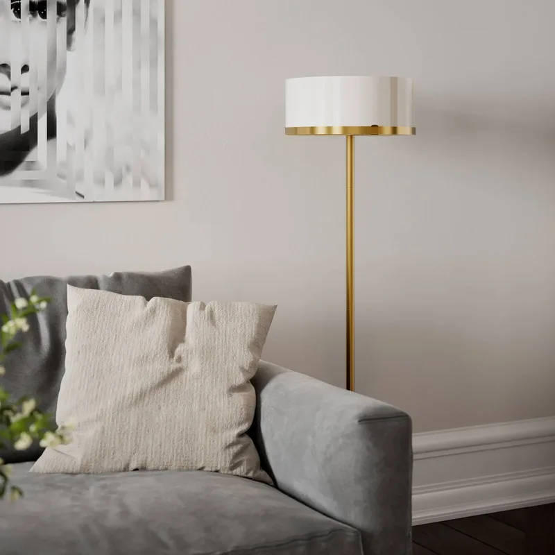 By Rydens vloerlamp Marcel, messing/wit, hoogte 150 cm by By Rydéns in Brass, White – product photo 1 of 2