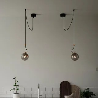 Carry pendel, decentral, 1 lampe fra By Rydéns i Rookgrijs-transparant, Messing, Sort – produktbillede 1 af 2