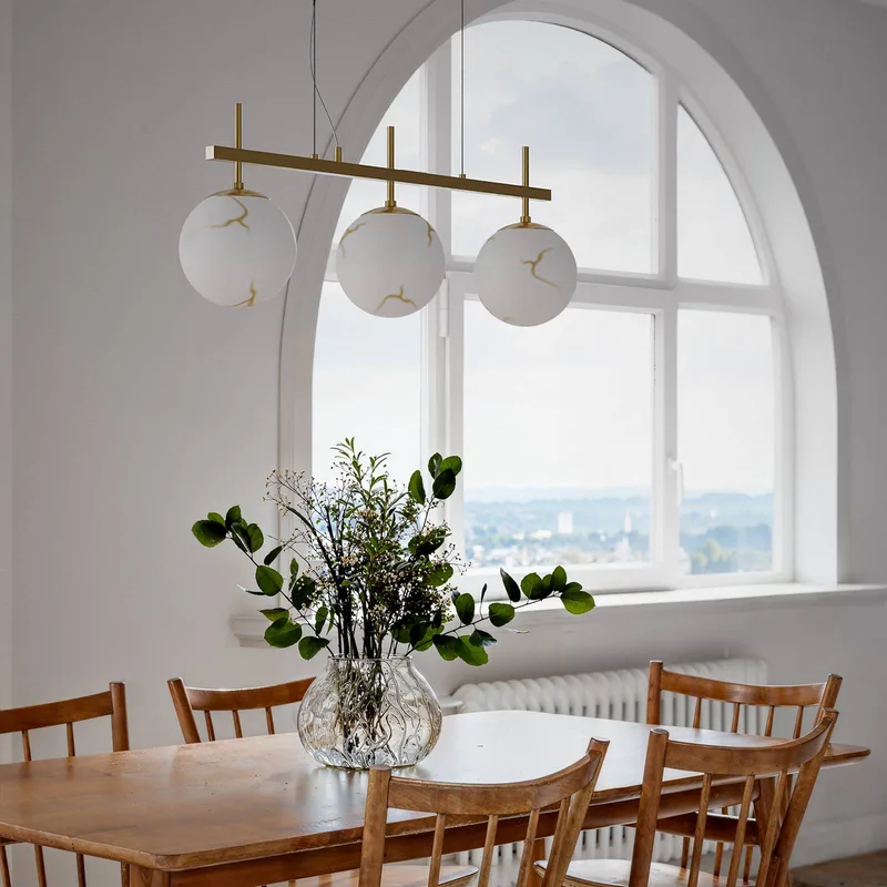 Pendel Bellagio, mässing och vit, 3 lampor, glas från By Rydéns i Vit, Mässing – produktbild 3 av 3