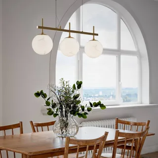 Pendel Bellagio, mässing och vit, 3 lampor, glas från By Rydéns i Vit, Mässing – produktbild 2 av 3