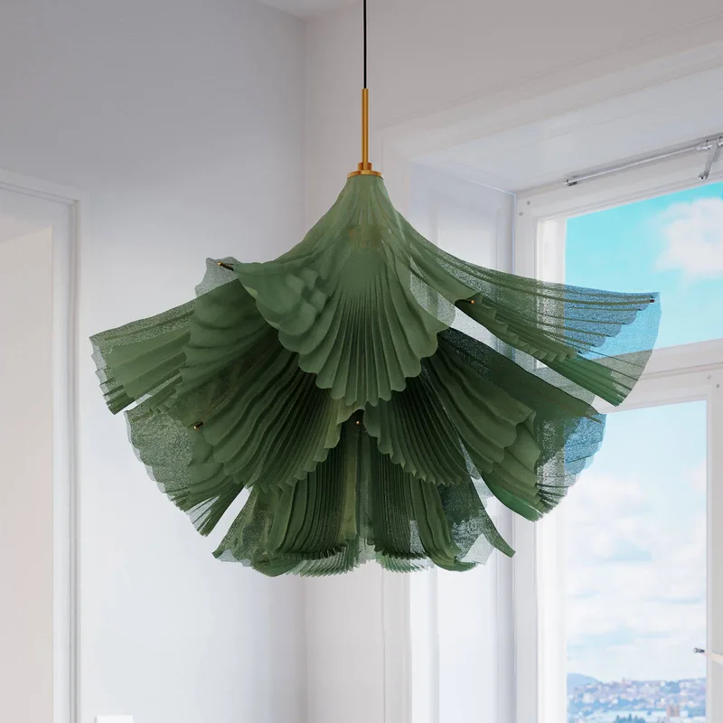 Pendel Juliette, tyll och metall, 75 cm, E27 från By Rydéns i Grön – produktbild