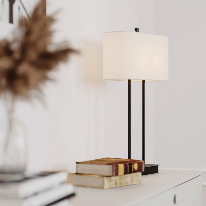 Luton tafellamp, wit/zwart, 56cm van By Rydéns in Wit, Zwart – productfoto 2 van 3
