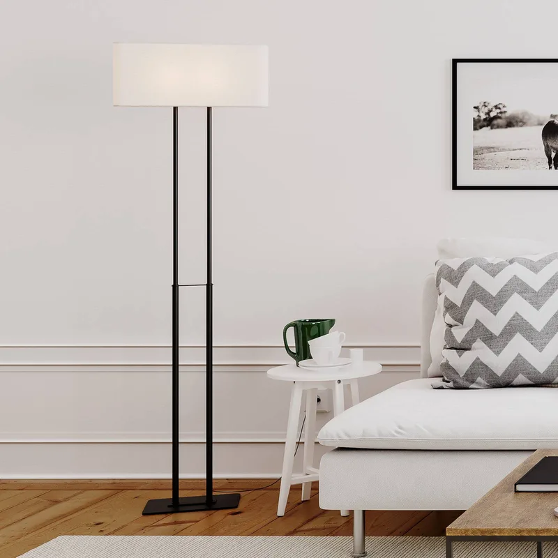 Luton vloerlamp, wit/zwart, 150cm van By Rydéns in Wit, Zwart – productfoto 1 van 2