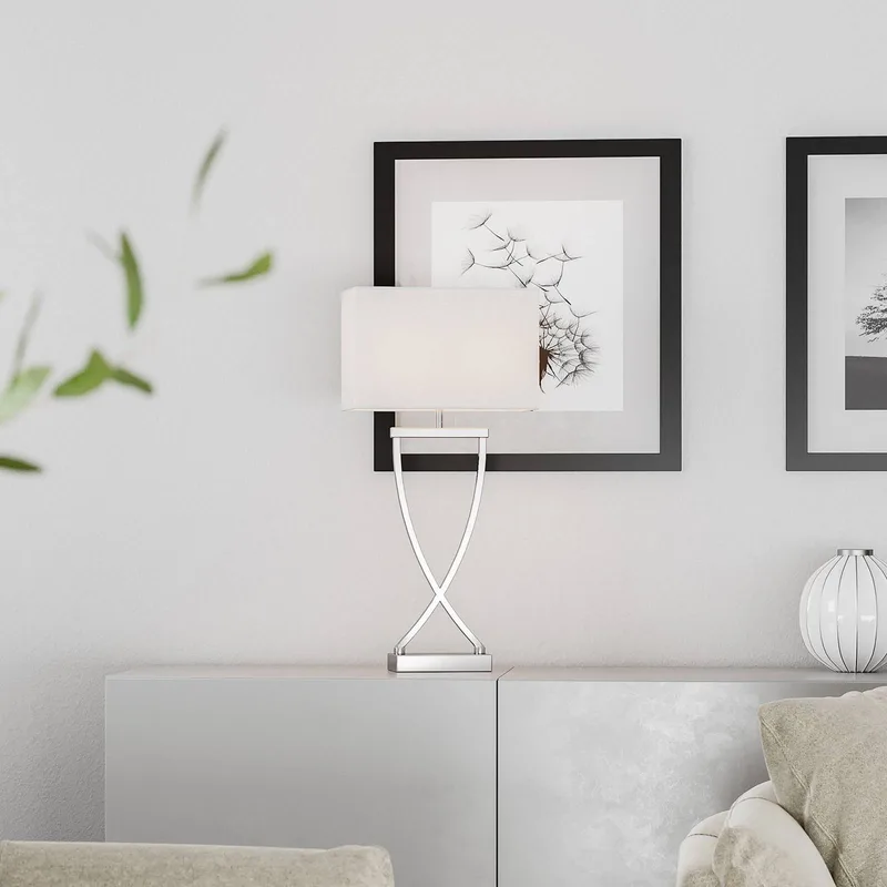 Lampe à poser Omega de By Rydéns en Chrome, Blanc – photo produit 2 sur 2