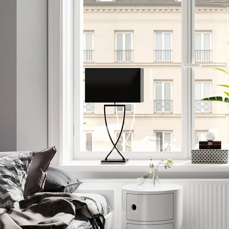 Omega tafellamp chroom/zwart hoogte 69cm de By Rydéns en Chrome, Noir – photo produit