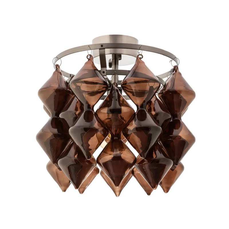 plafondlamp Gemma, bruin, staal, glas, E27 van By Rydéns in Bruin, Geborsteld staal – productfoto
