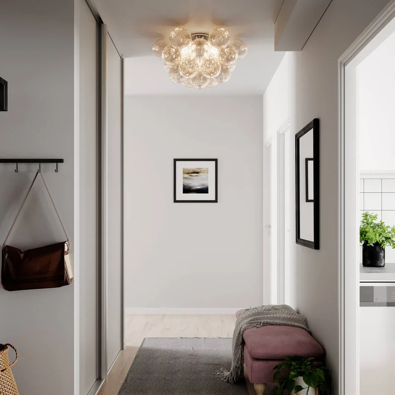 plafondlamp groot, amber, glas, Ø 70 cm, G9 från By Rydéns i Amber, Geborsteld staal – produktbild
