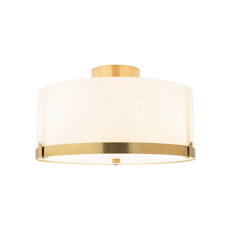 plafondlamp Marcel, messing/wit, glas, metaal van By Rydéns in Messing, Wit – productfoto