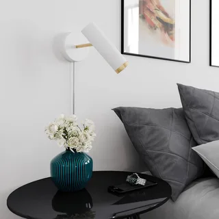Puls väggspot 1 lampa med kontakt från By Rydéns i Mat wit, Guld – produktbild 3 av 3