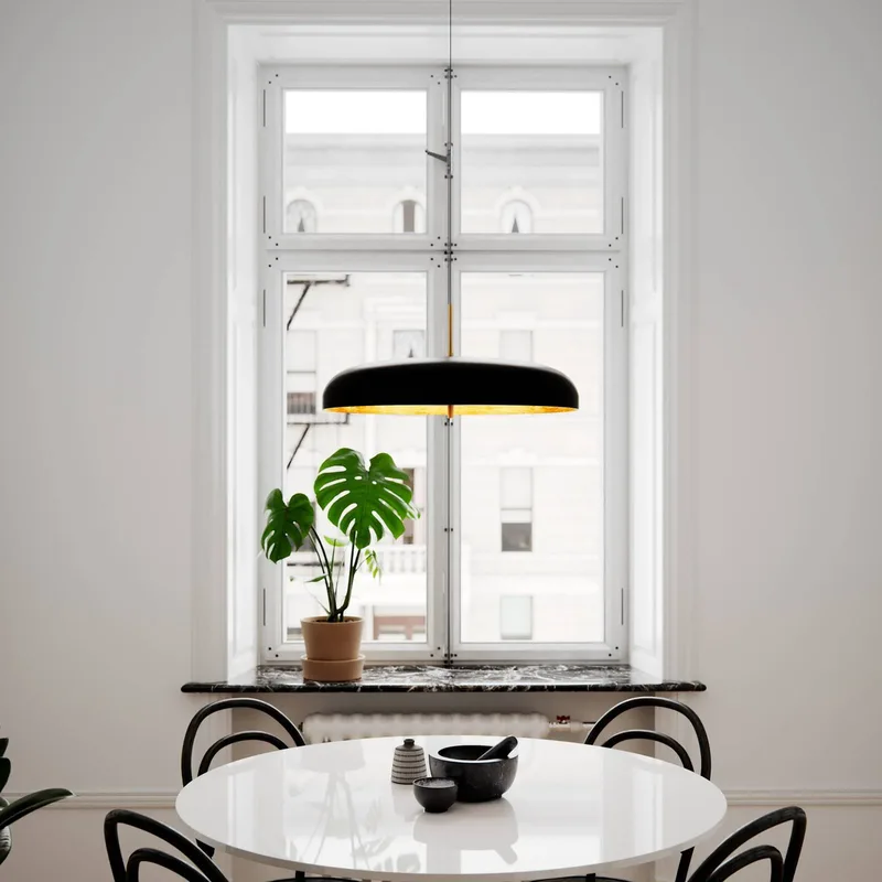 Lampe à suspension Shelby Ø50 cm Noir-doré de By Rydéns en Noir, Or – photo produit