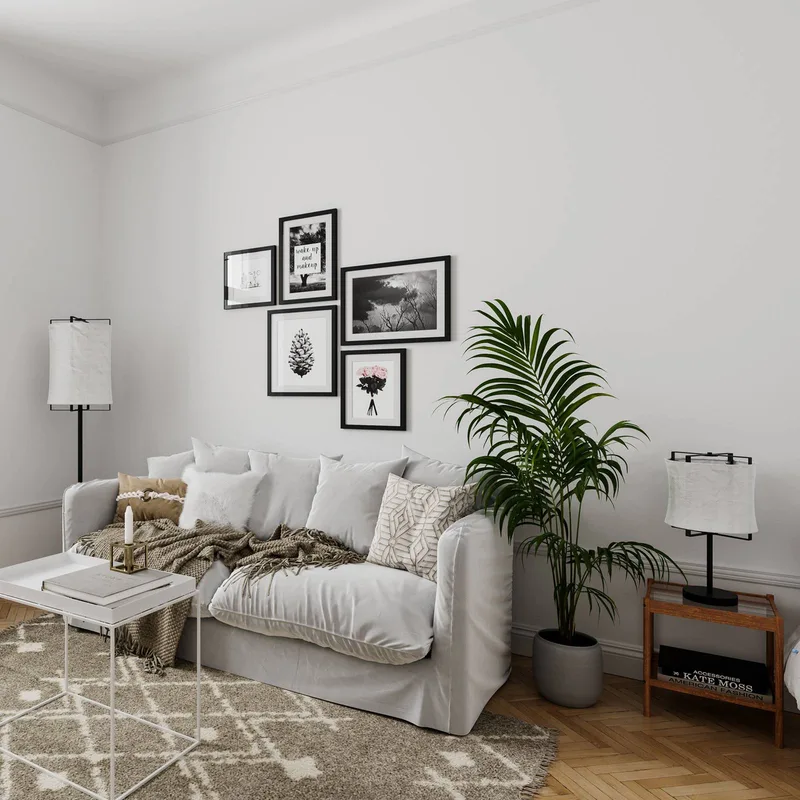 Softy vloerlamp met linnen kap van By Rydéns in Zwart, Wit – productfoto 2 van 3