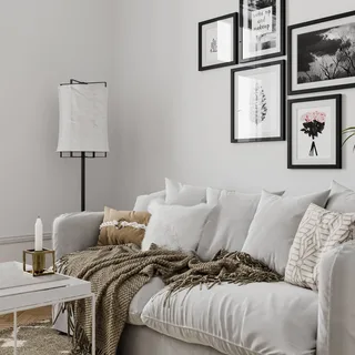 Softy vloerlamp met linnen kap van By Rydéns in Zwart, Wit – productfoto 3 van 3
