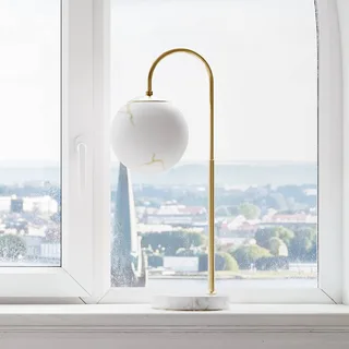 Bordlampe Bellagio, messing og hvid, glas, E27 fra By Rydéns i Messing, Hvid – produktbillede 1 af 3