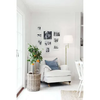 vloerlamp Orlando messing/wit, metaal, stof, E27 fra By Rydéns i Messing, Hvid – produktbillede 1 af 2