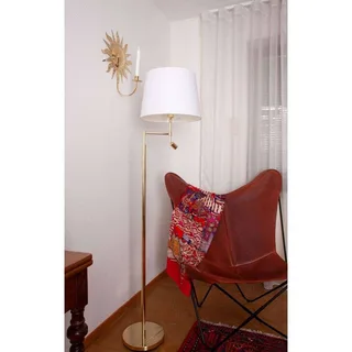 vloerlamp Orlando messing/wit, metaal, stof, E27 fra By Rydéns i Messing, Hvid – produktbillede 2 af 2