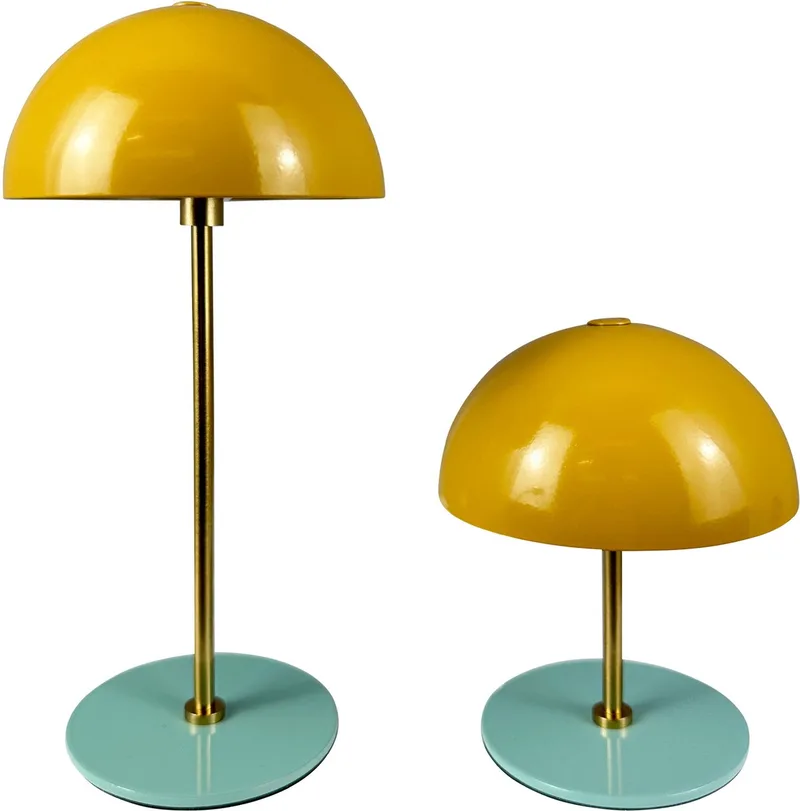 ALONG LED mini tafellamp curry/turquoise – set van 3 de Dyberg Larsen en Curry, Laiton, Turquoise – photo produit 1 sur 5