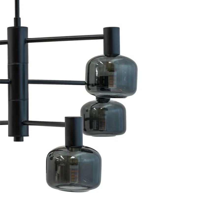 Arp 6 kroonluchter, zwart/rookkleurig, 6-lamps de Dyberg Larsen – photo produit