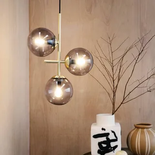 Como hanglamp, 3-lamps, messing de Dyberg Larsen en Laiton, Rookgrijs – photo produit 2 sur 3