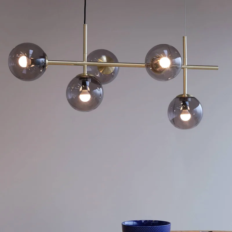 Como Pendelleuchte Brass von Dyberg Larsen in Messing, Rookgrijs – Produktfoto 1 von 5