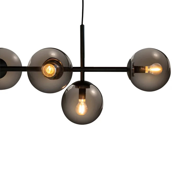 Como hanglamp, 5-lamps, zwart de Dyberg Larsen en Noir, Rookgrijs – photo produit 4 sur 4