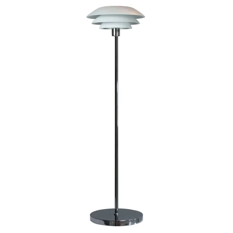 DL31 Lampadaire Blanc Mat de Dyberg Larsen en Mat wit, Chrome – photo produit