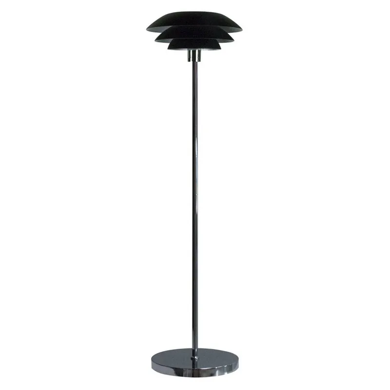 DL31 Lampadaire Noir Mat de Dyberg Larsen en Zwart mat, Chrome – photo produit