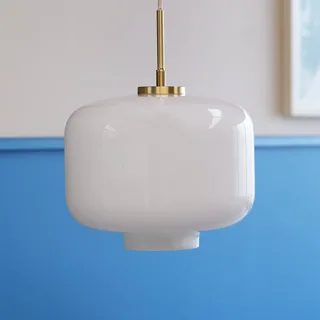 hanglamp Arp, messingkleurig, glas, Ø 30 cm van Dyberg Larsen in Messing, Wit – productfoto 2 van 4