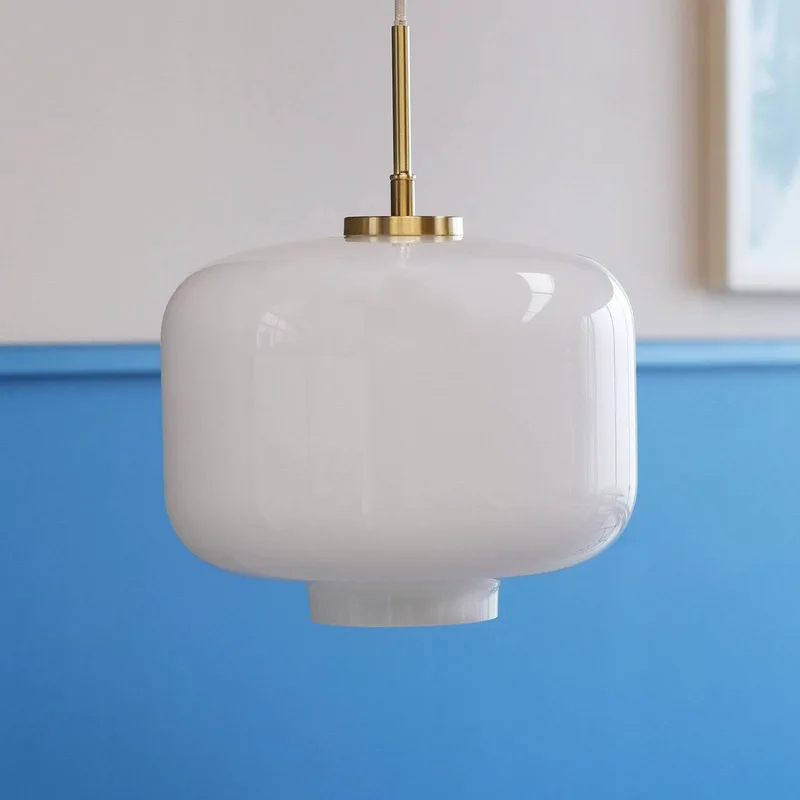 hanglamp Arp, messingkleurig, glas, Ø 30 cm van Dyberg Larsen in Messing, Wit – productfoto 2 van 4