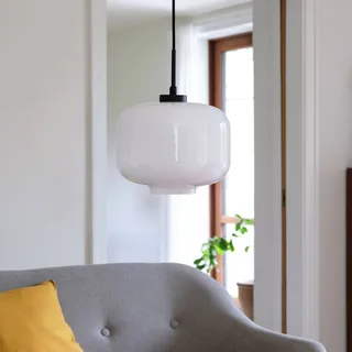 hanglamp Arp, wit, glas, Ø 30 cm de Dyberg Larsen en Noir, Blanc – photo produit 2 sur 3