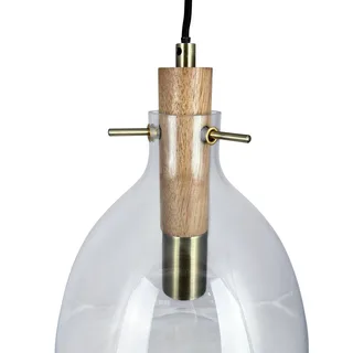 hanglamp Bistro, Ø 25 cm, transparant, glas fra Dyberg Larsen i Gennemsigtig, Brun, Messing – produktbillede 2 af 3