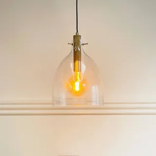 Bistro Pendelleuchte Ø30 Klar von Dyberg Larsen in Transparent, Braun, Messing – Produktfoto 1 von 3