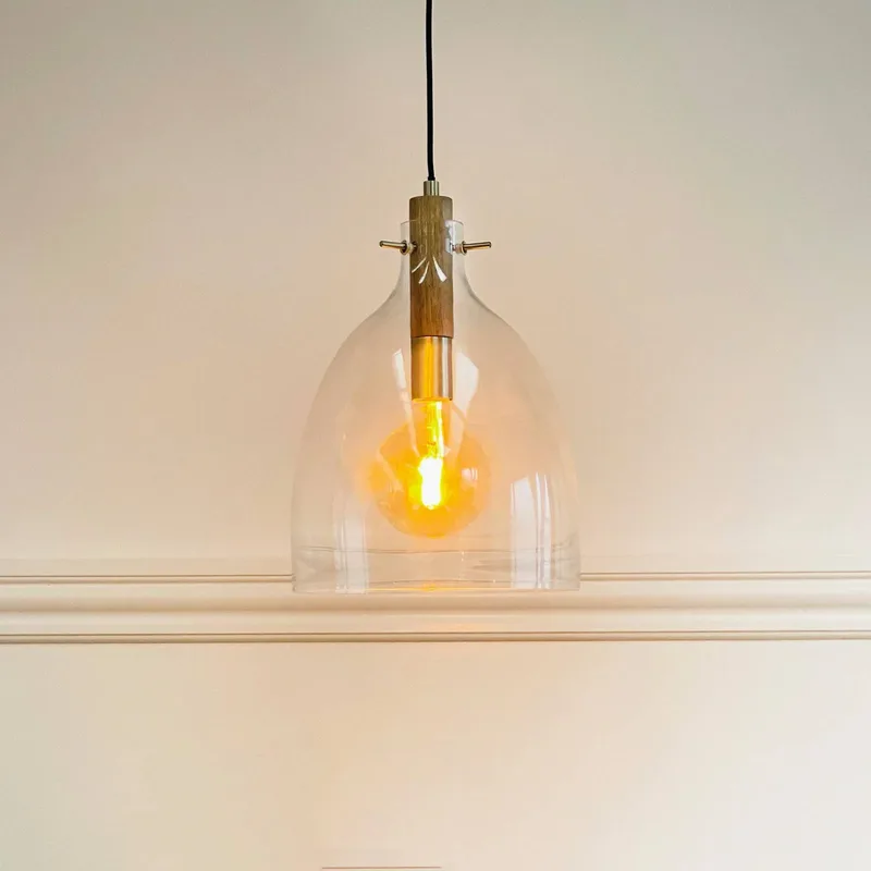 Bistro Pendelleuchte Ø30 Klar von Dyberg Larsen in Transparent, Braun, Messing – Produktfoto 1 von 3